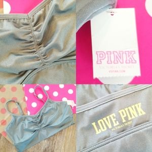 Victoria's Secret PINK Vintage Strappy Bralette Sports Bra Activewear RuchingNWT